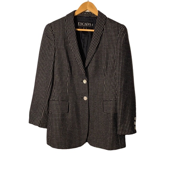 Escada Wool Blend Polka Dot Blazer SZ 40 US 10 Lined - Picture 1 of 9